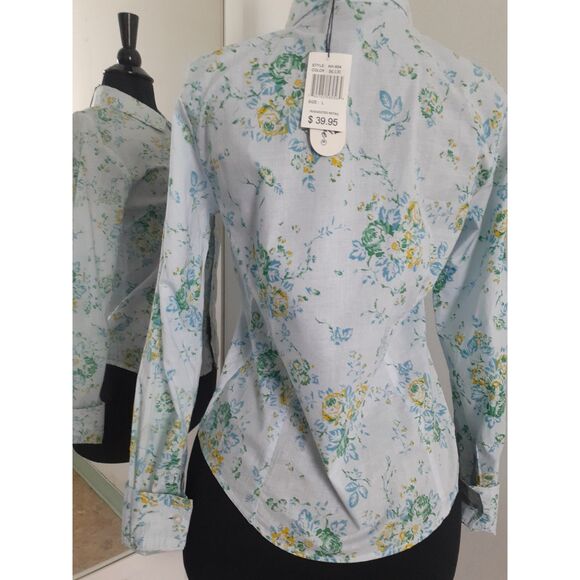 Soho Babe New York Light Blue Florals LS ButtonUp Shirt Jr. Sz Large NWT - Picture 6 of 16